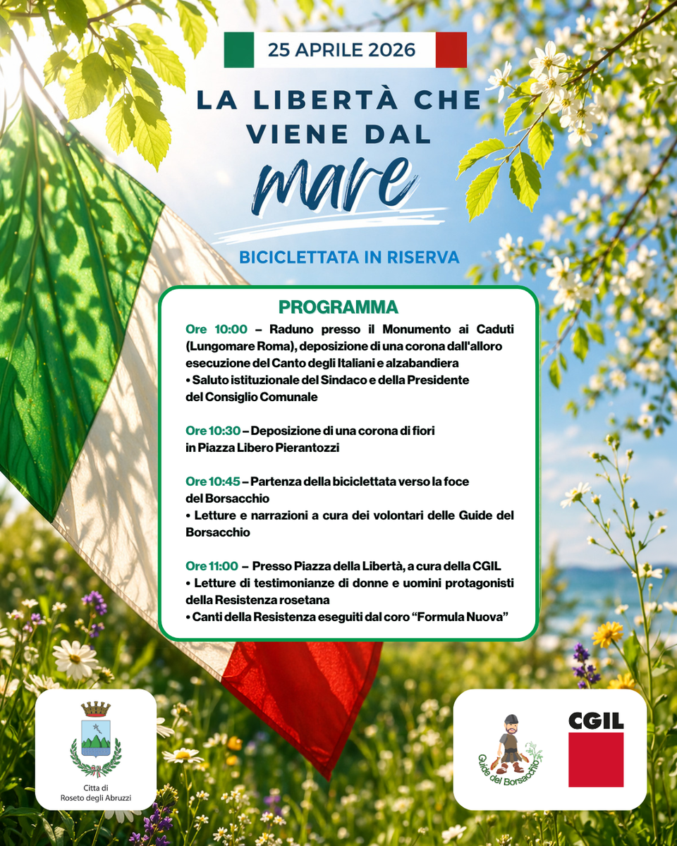 Roseto celebra il 25 aprile: una mattina tra memoria istituzionale, natura e cultura per la Festa della Liberazione